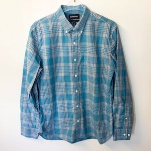 Bonobos Long Sleeve Plaid Slim Fit Button Down Shirt - Blue/Gray - L